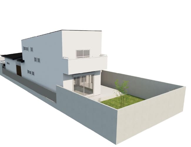 リビング前コの字 目隠し塀